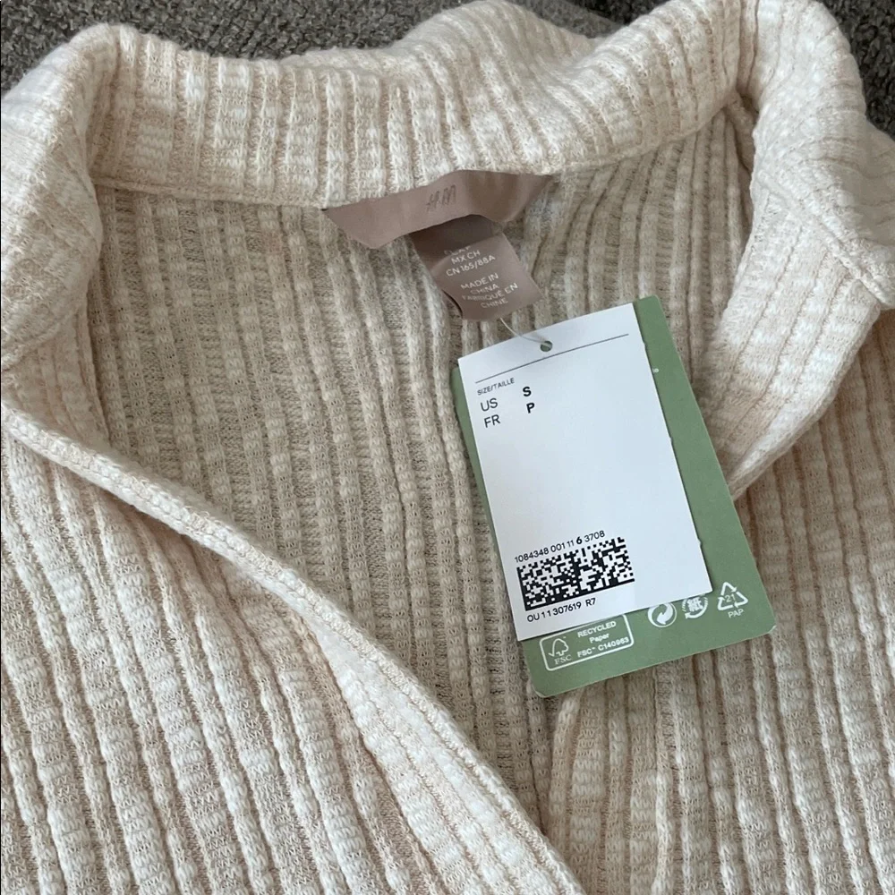 H&M Cream Ribbed Mini Dress - Picture 2 of 2